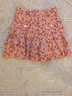 Sandro Floral Pleated Skort Pink Daisy Print Mini Skirt Shorts Size 36 (S/M)